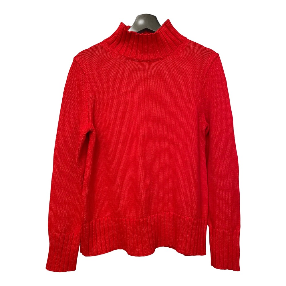 J.Crew Holiday Red Mock Neck Cotton Knit Sweater Womens Small